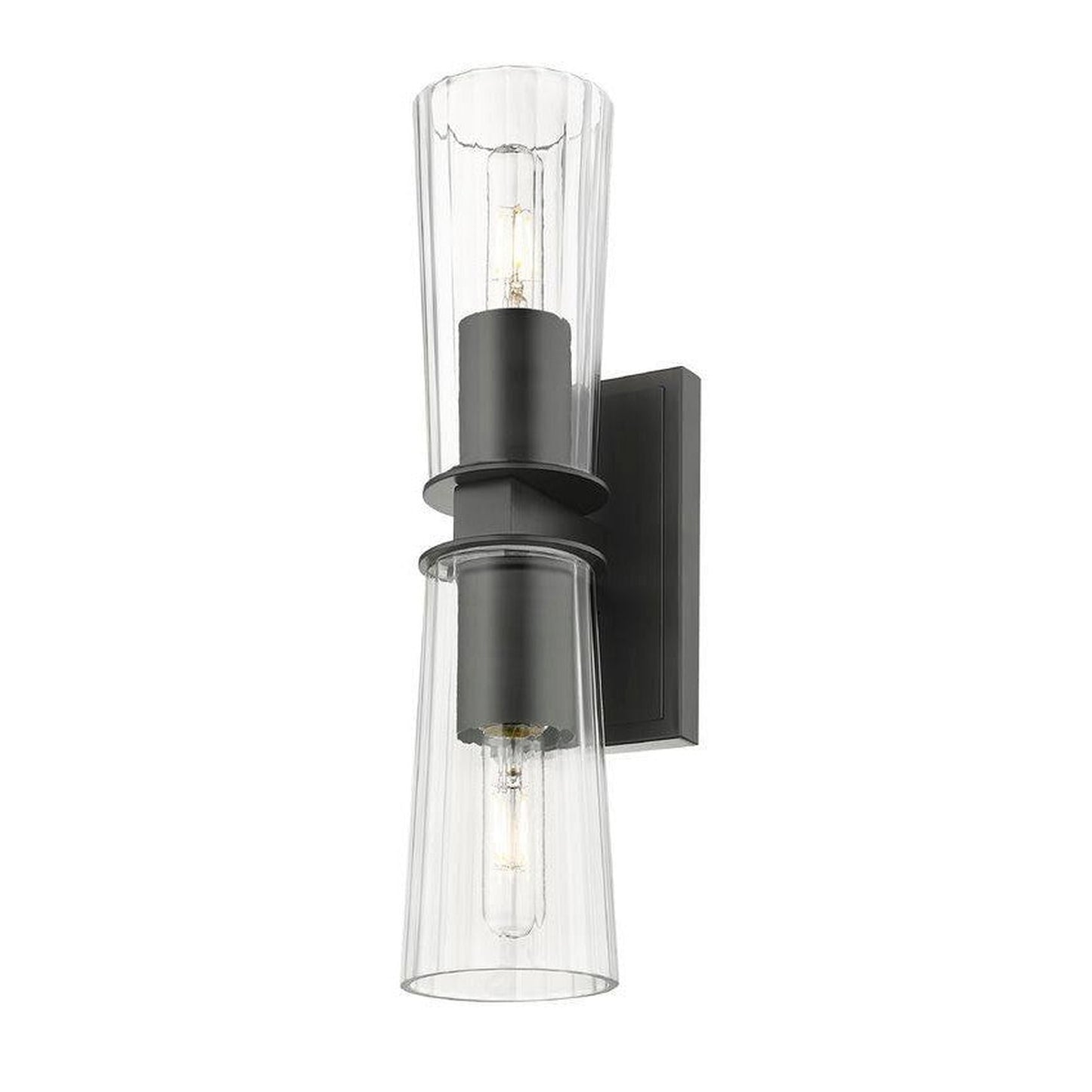 Z-Lite Titus 5" 2-Light Matte Black Wall Sconce With Clear Glass Shade