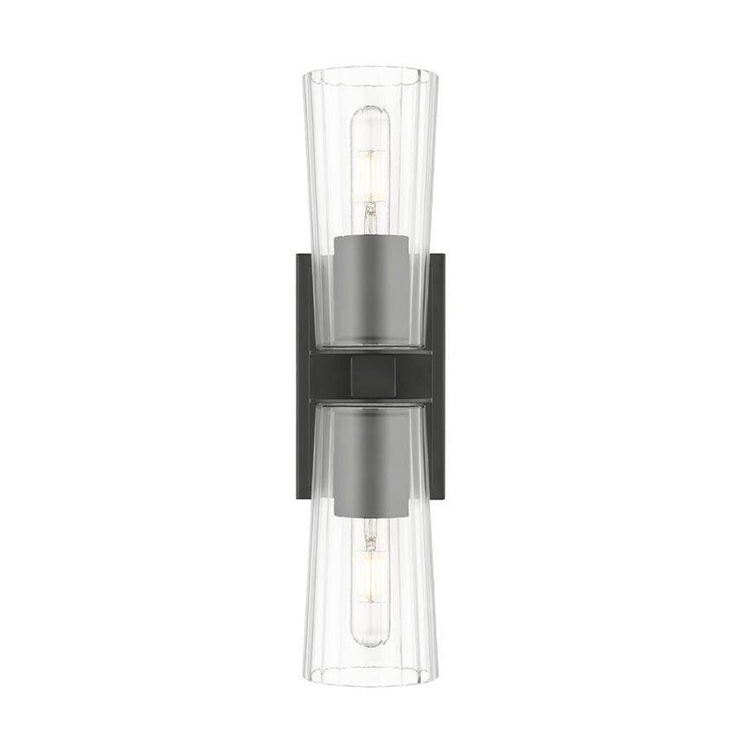 Z-Lite Titus 5" 2-Light Matte Black Wall Sconce With Clear Glass Shade