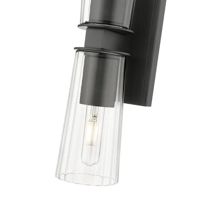 Z-Lite Titus 5" 2-Light Matte Black Wall Sconce With Clear Glass Shade