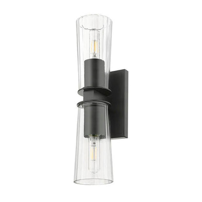 Z-Lite Titus 5" 2-Light Matte Black Wall Sconce With Clear Glass Shade