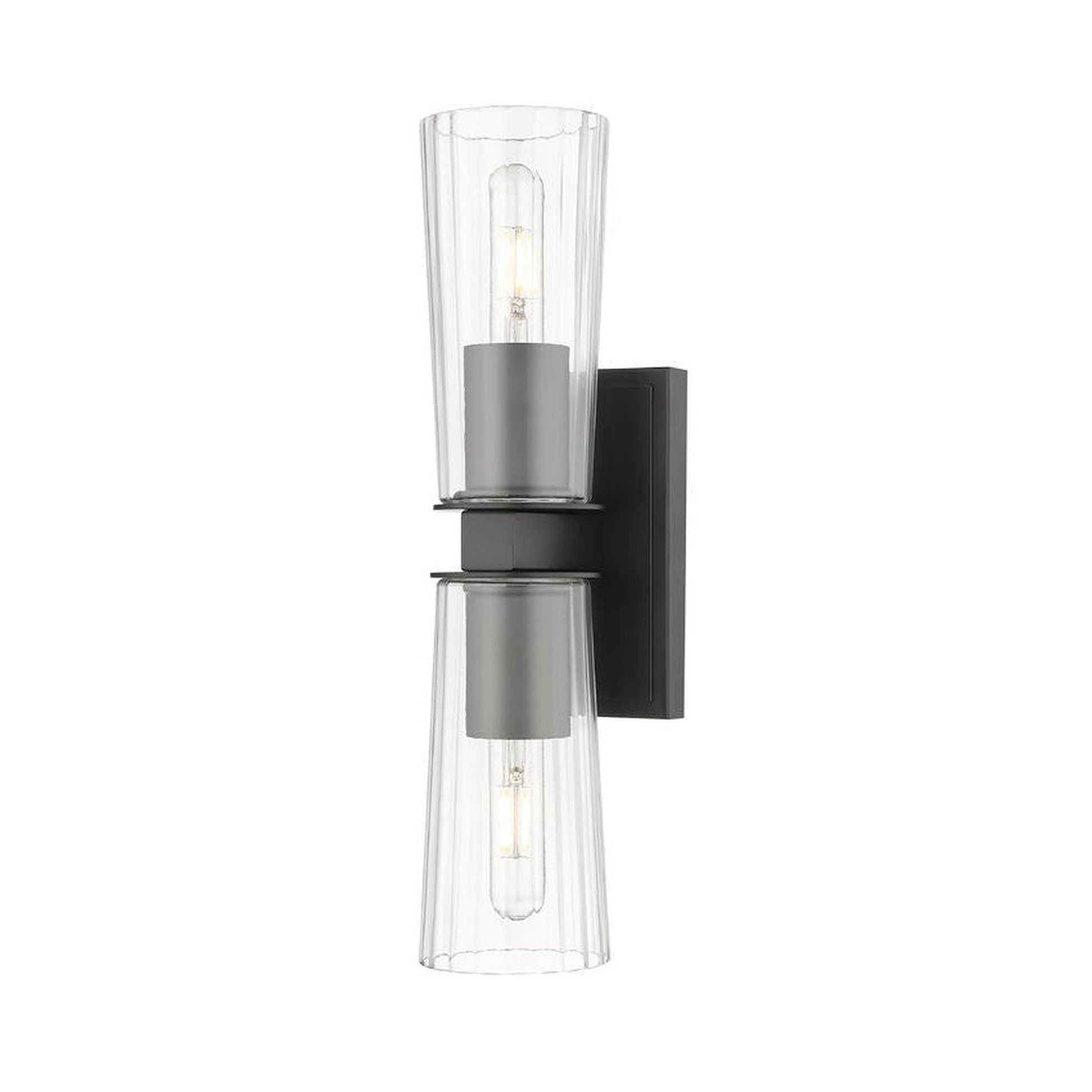 Z-Lite Titus 5" 2-Light Matte Black Wall Sconce With Clear Glass Shade