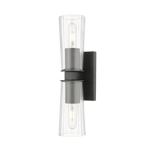 Z-Lite Titus 5" 2-Light Matte Black Wall Sconce With Clear Glass Shade