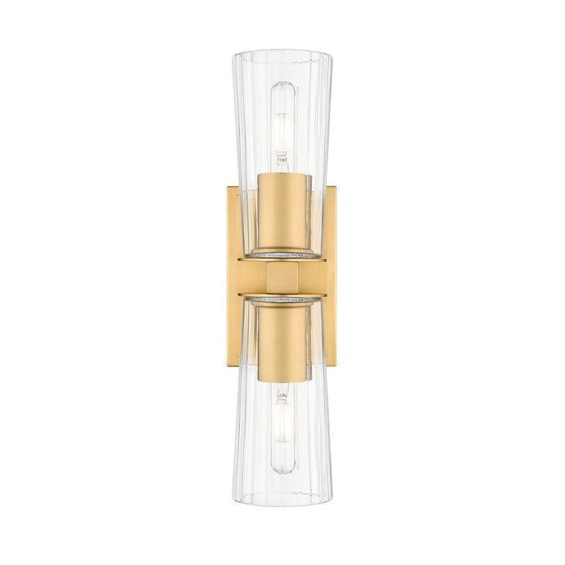 Z-Lite Titus 5" 2-Light Modern Gold Wall Sconce With Clear Glass Shade