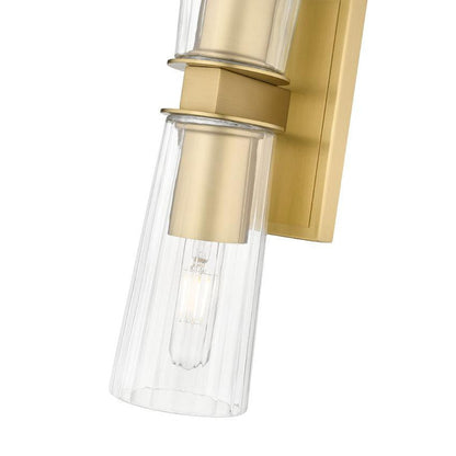 Z-Lite Titus 5" 2-Light Modern Gold Wall Sconce With Clear Glass Shade