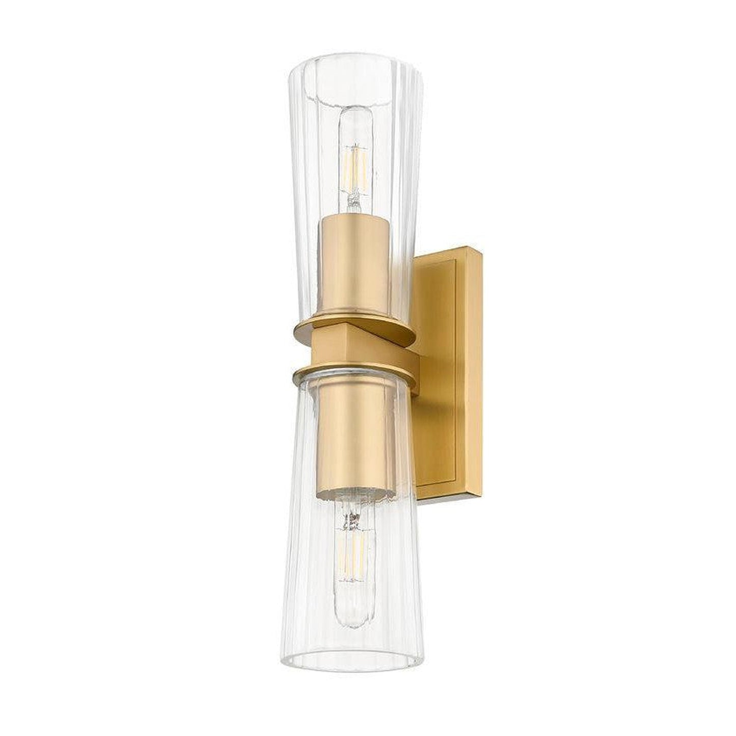 Z-Lite Titus 5" 2-Light Modern Gold Wall Sconce With Clear Glass Shade