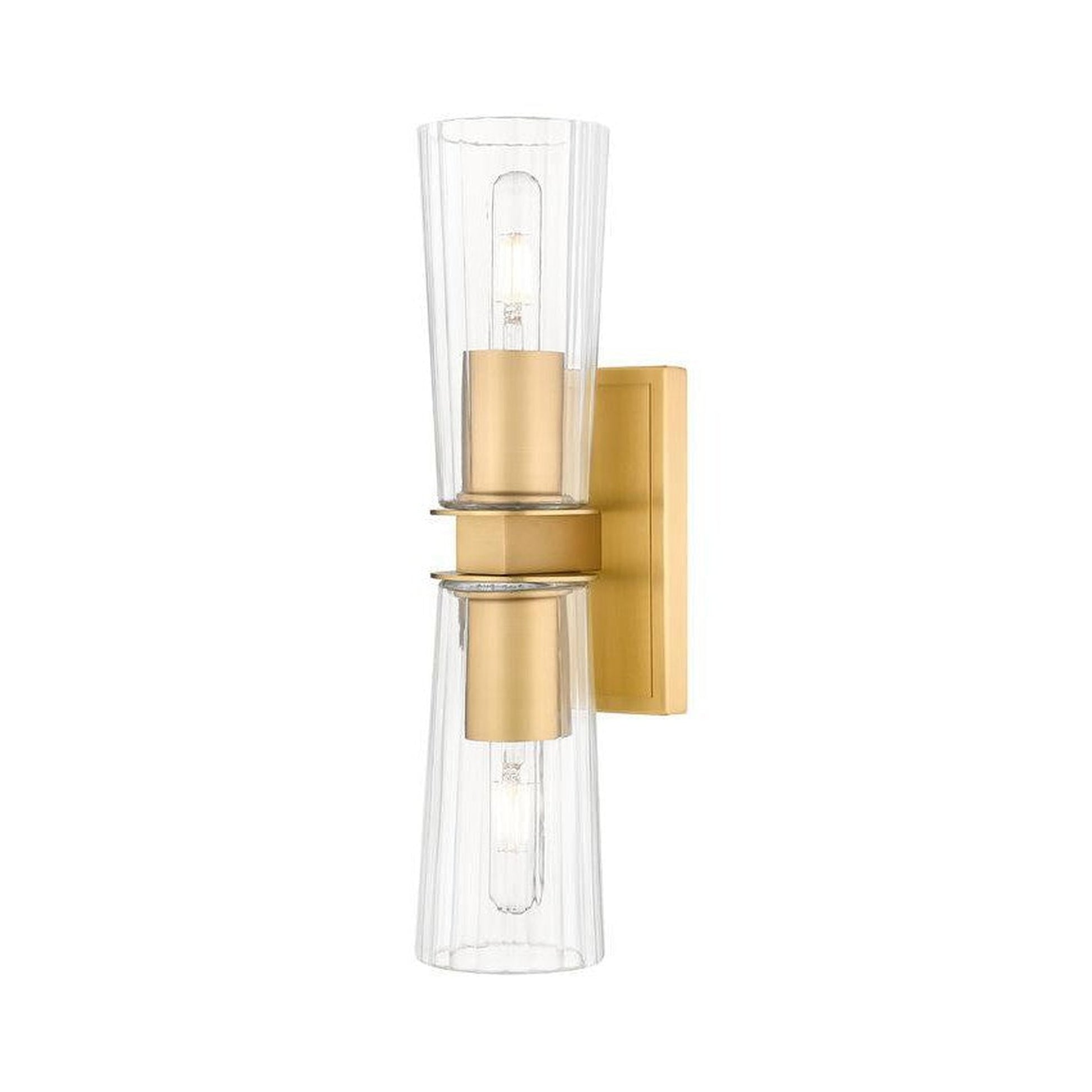 Z-Lite Titus 5" 2-Light Modern Gold Wall Sconce With Clear Glass Shade