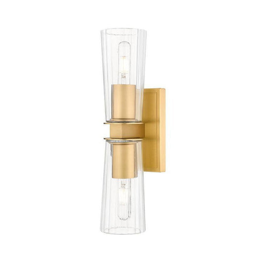 Z-Lite Titus 5" 2-Light Modern Gold Wall Sconce With Clear Glass Shade