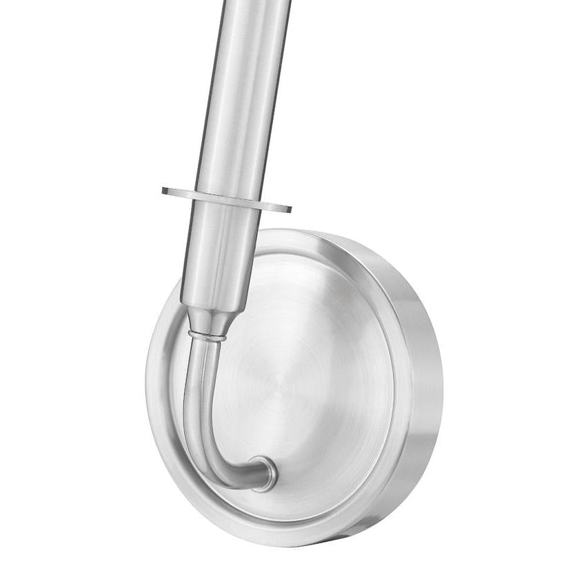 Z-Lite Tova 5" 1-Light Brushed Nickel Steel Frame White Fabric Shade Wall Sconce