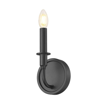 Z-Lite Tova 5" 1-Light Matte Black Steel Frame White Fabric Shade Wall Sconce