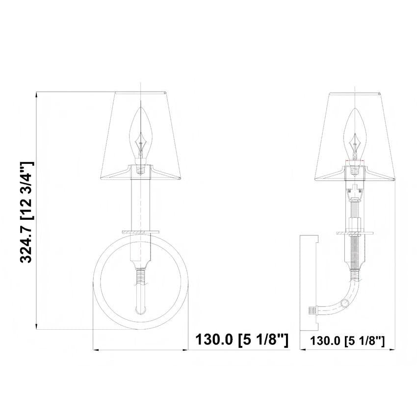 Z-Lite Tova 5" 1-Light Matte Black Steel Frame White Fabric Shade Wall Sconce
