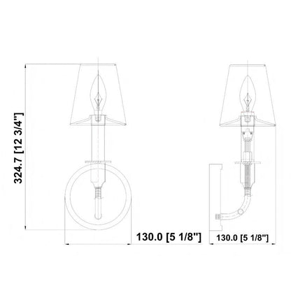 Z-Lite Tova 5" 1-Light Matte Black Steel Frame White Fabric Shade Wall Sconce
