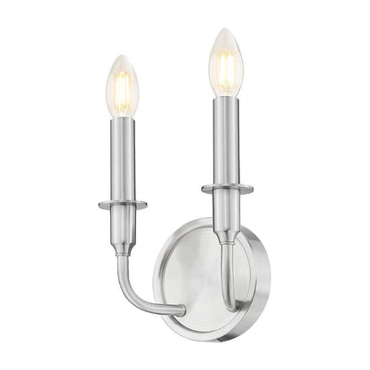 Z-Lite Tova 9" 2-Light Brushed Nickel Steel Frame White Fabric Shade Wall Sconce