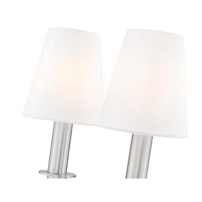 Z-Lite Tova 9" 2-Light Brushed Nickel Steel Frame White Fabric Shade Wall Sconce