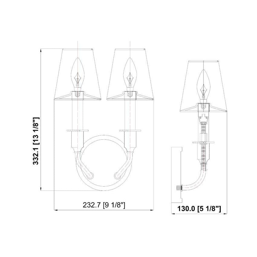 Z-Lite Tova 9" 2-Light Brushed Nickel Steel Frame White Fabric Shade Wall Sconce