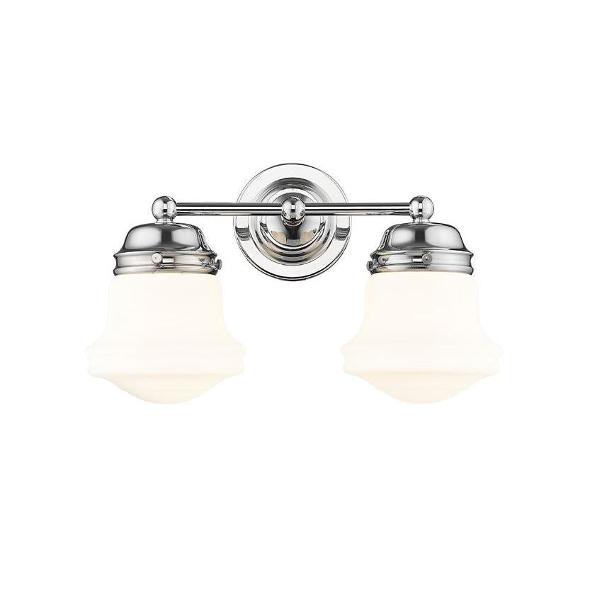 Z-Lite Vaughn 16" 2-Light Chrome Steel Frame Matte Opal Glass Shade Vanity Light