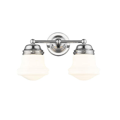 Z-Lite Vaughn 16" 2-Light Chrome Steel Frame Matte Opal Glass Shade Vanity Light