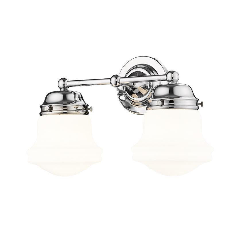 Z-Lite Vaughn 16" 2-Light Chrome Steel Frame Matte Opal Glass Shade Vanity Light