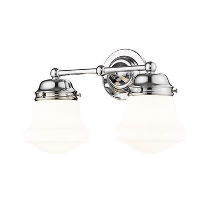 Z-Lite Vaughn 16" 2-Light Chrome Steel Frame Matte Opal Glass Shade Vanity Light