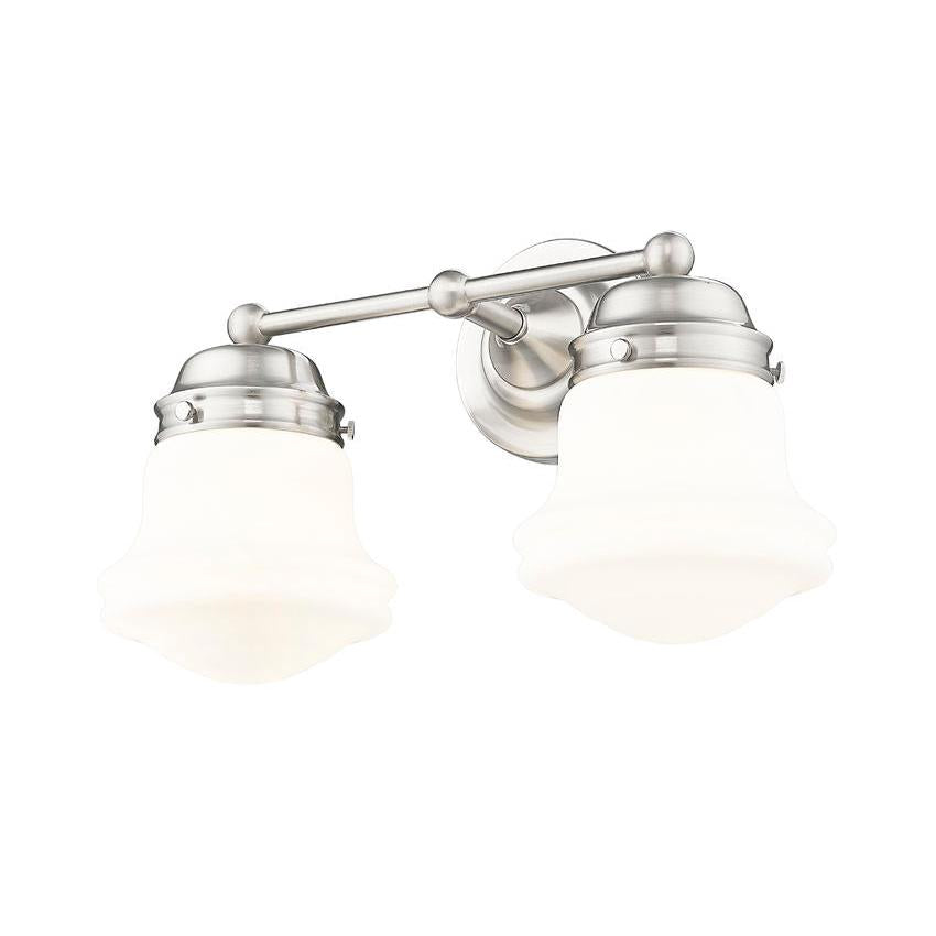 Z-Lite Vaughn 2-Light Brushed Nickel Steel Frame Matte Opal Glass Shade Vanity Light
