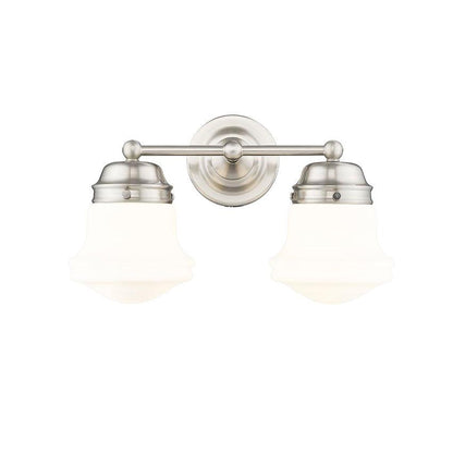 Z-Lite Vaughn 2-Light Brushed Nickel Steel Frame Matte Opal Glass Shade Vanity Light