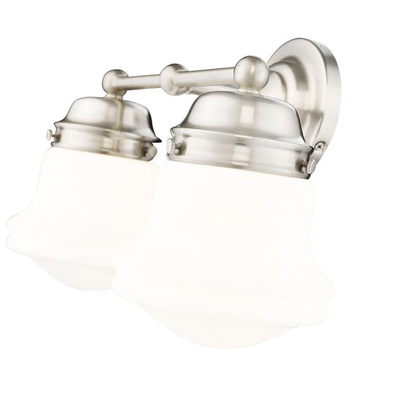 Z-Lite Vaughn 2-Light Brushed Nickel Steel Frame Matte Opal Glass Shade Vanity Light