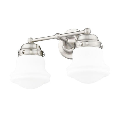 Z-Lite Vaughn 2-Light Brushed Nickel Steel Frame Matte Opal Glass Shade Vanity Light