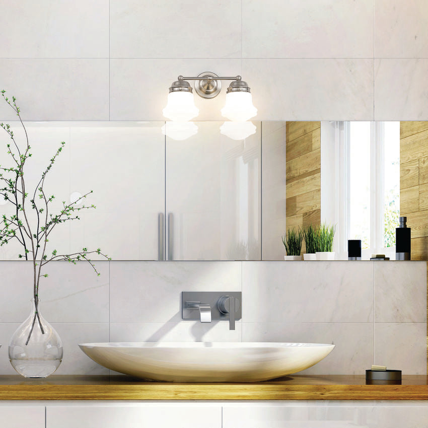 Z-Lite Vaughn 2-Light Brushed Nickel Steel Frame Matte Opal Glass Shade Vanity Light