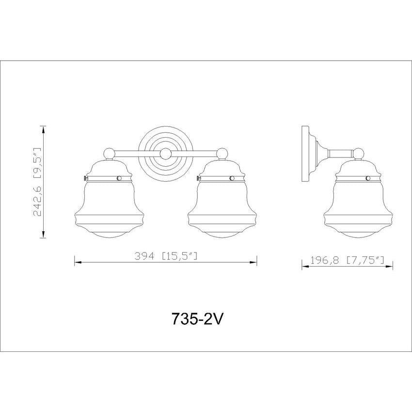 Z-Lite Vaughn 2-Light Brushed Nickel Steel Frame Matte Opal Glass Shade Vanity Light