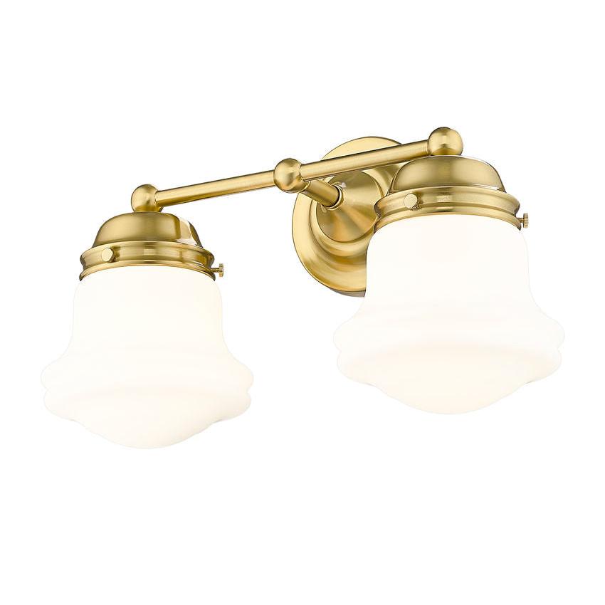 Z-Lite Vaughn 2-Light Luxe Gold Steel Frame Matte Opal Glass Shade Vanity Light