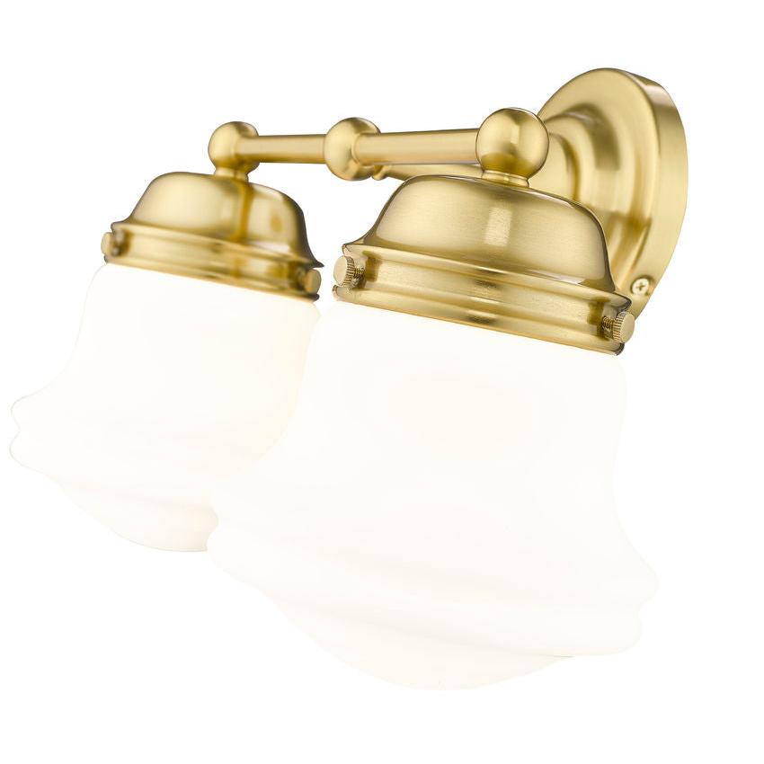 Z-Lite Vaughn 2-Light Luxe Gold Steel Frame Matte Opal Glass Shade Vanity Light