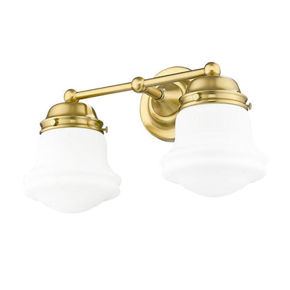 Z-Lite Vaughn 2-Light Luxe Gold Steel Frame Matte Opal Glass Shade Vanity Light
