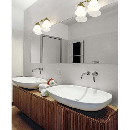 Z-Lite Vaughn 2-Light Luxe Gold Steel Frame Matte Opal Glass Shade Vanity Light