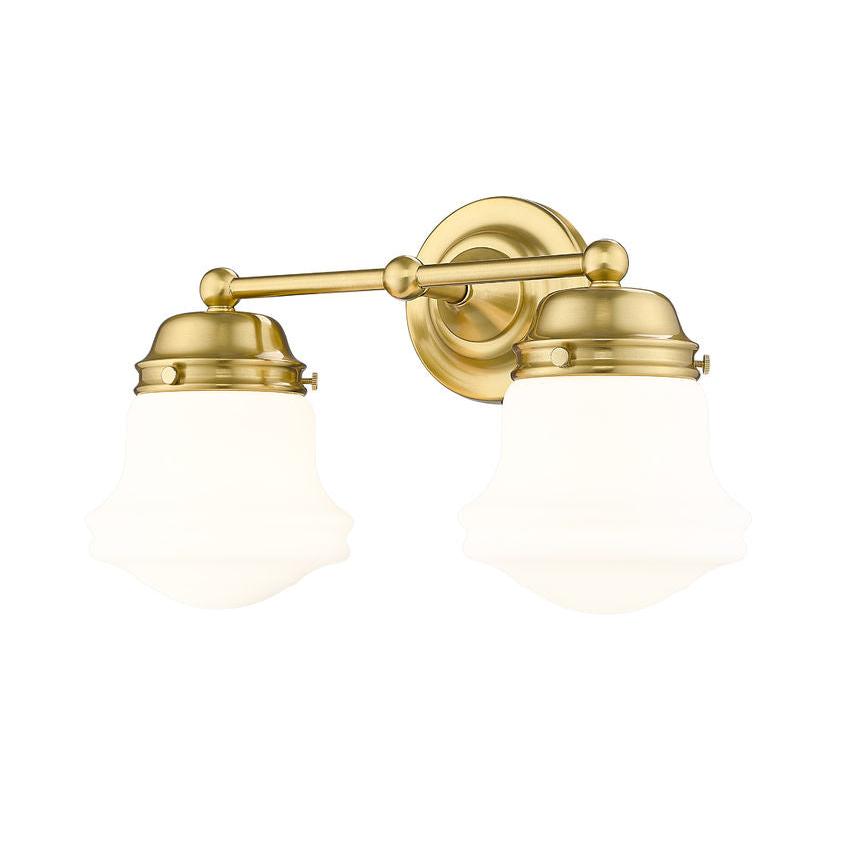 Z-Lite Vaughn 2-Light Luxe Gold Steel Frame Matte Opal Glass Shade Vanity Light