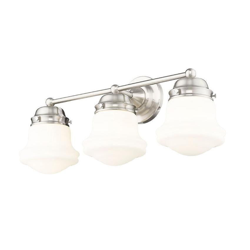 Z-Lite Vaughn 3-Light Brushed Nickel Steel Frame Matte Opal Glass Shade Vanity Light
