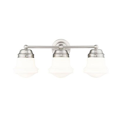 Z-Lite Vaughn 3-Light Brushed Nickel Steel Frame Matte Opal Glass Shade Vanity Light