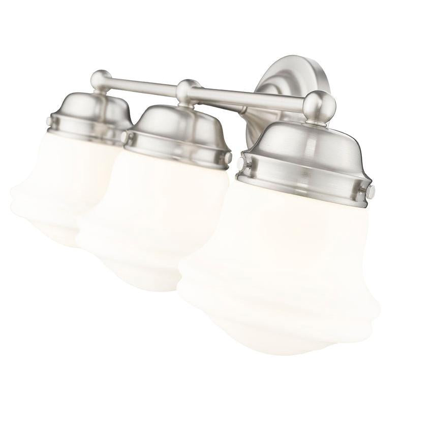 Z-Lite Vaughn 3-Light Brushed Nickel Steel Frame Matte Opal Glass Shade Vanity Light