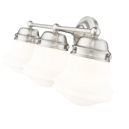Z-Lite Vaughn 3-Light Brushed Nickel Steel Frame Matte Opal Glass Shade Vanity Light