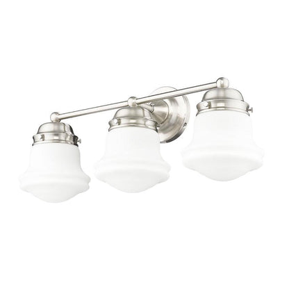 Z-Lite Vaughn 3-Light Brushed Nickel Steel Frame Matte Opal Glass Shade Vanity Light