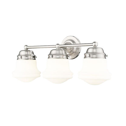Z-Lite Vaughn 3-Light Brushed Nickel Steel Frame Matte Opal Glass Shade Vanity Light