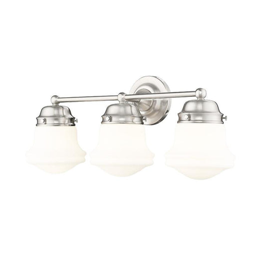 Z-Lite Vaughn 3-Light Brushed Nickel Steel Frame Matte Opal Glass Shade Vanity Light