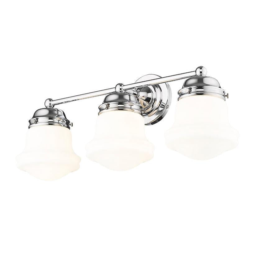 Z-Lite Vaughn 3-Light Chrome Steel Frame Matte Opal Glass Shade Vanity Light