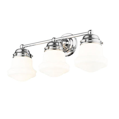 Z-Lite Vaughn 3-Light Chrome Steel Frame Matte Opal Glass Shade Vanity Light