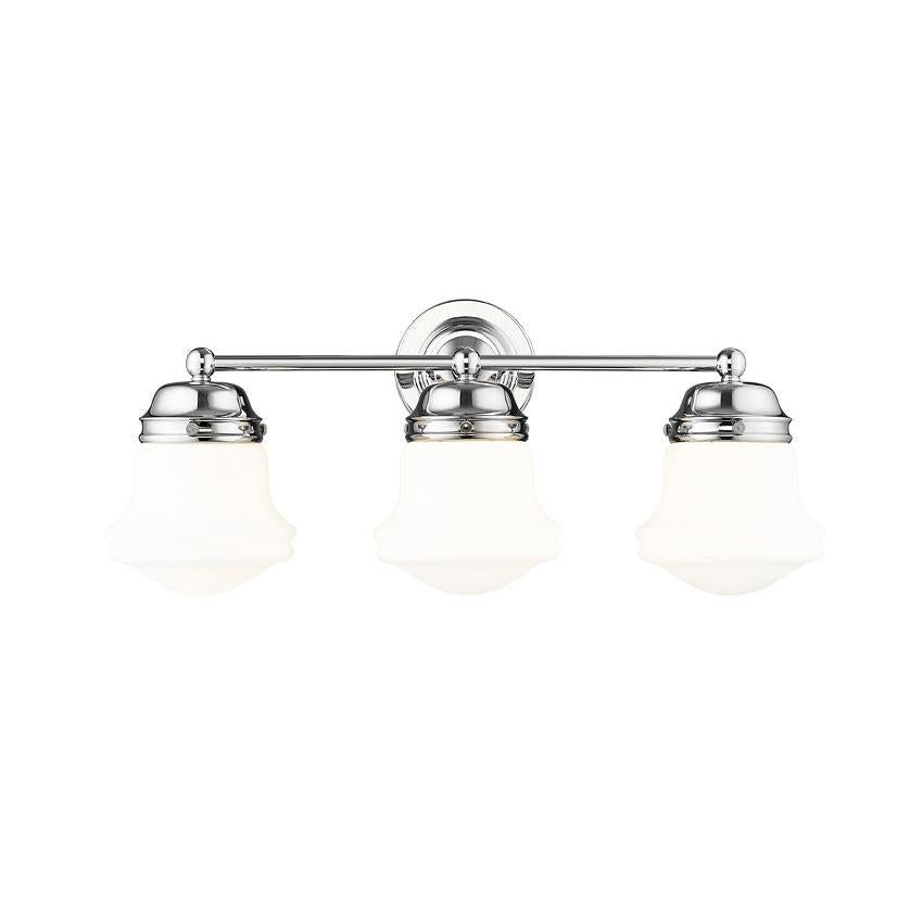Z-Lite Vaughn 3-Light Chrome Steel Frame Matte Opal Glass Shade Vanity Light