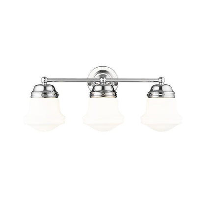 Z-Lite Vaughn 3-Light Chrome Steel Frame Matte Opal Glass Shade Vanity Light