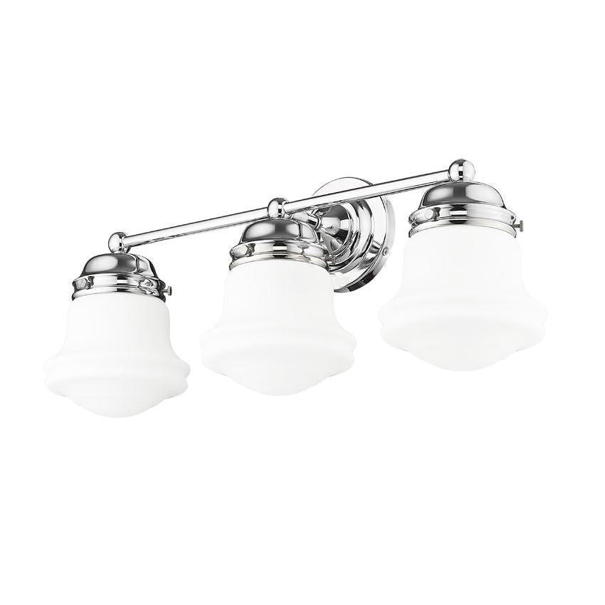Z-Lite Vaughn 3-Light Chrome Steel Frame Matte Opal Glass Shade Vanity Light