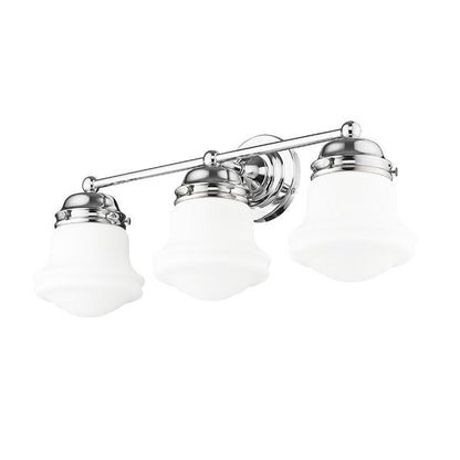 Z-Lite Vaughn 3-Light Chrome Steel Frame Matte Opal Glass Shade Vanity Light