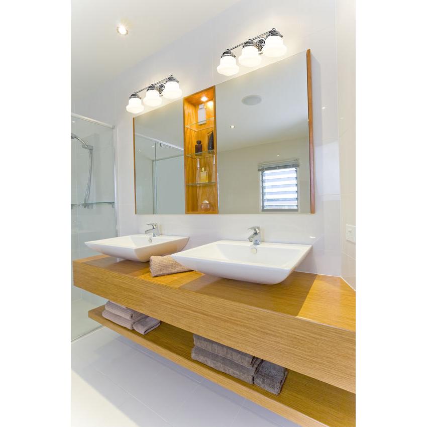 Z-Lite Vaughn 3-Light Chrome Steel Frame Matte Opal Glass Shade Vanity Light