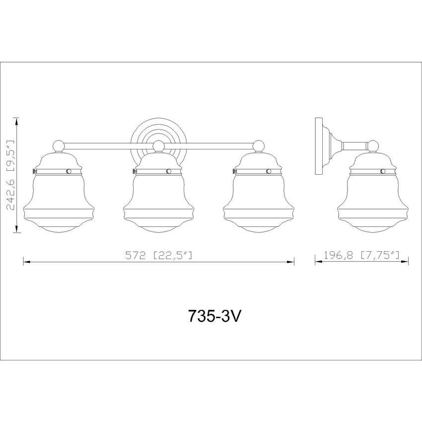 Z-Lite Vaughn 3-Light Chrome Steel Frame Matte Opal Glass Shade Vanity Light