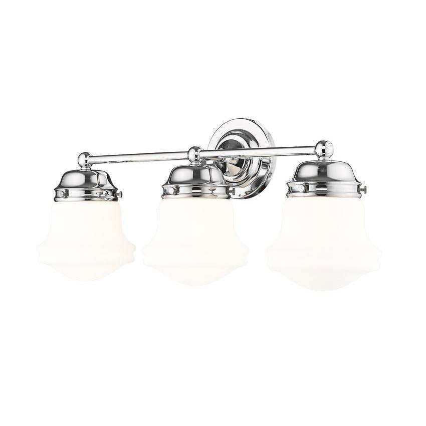 Z-Lite Vaughn 3-Light Chrome Steel Frame Matte Opal Glass Shade Vanity Light