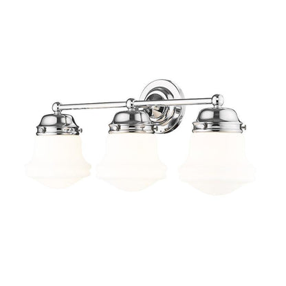 Z-Lite Vaughn 3-Light Chrome Steel Frame Matte Opal Glass Shade Vanity Light